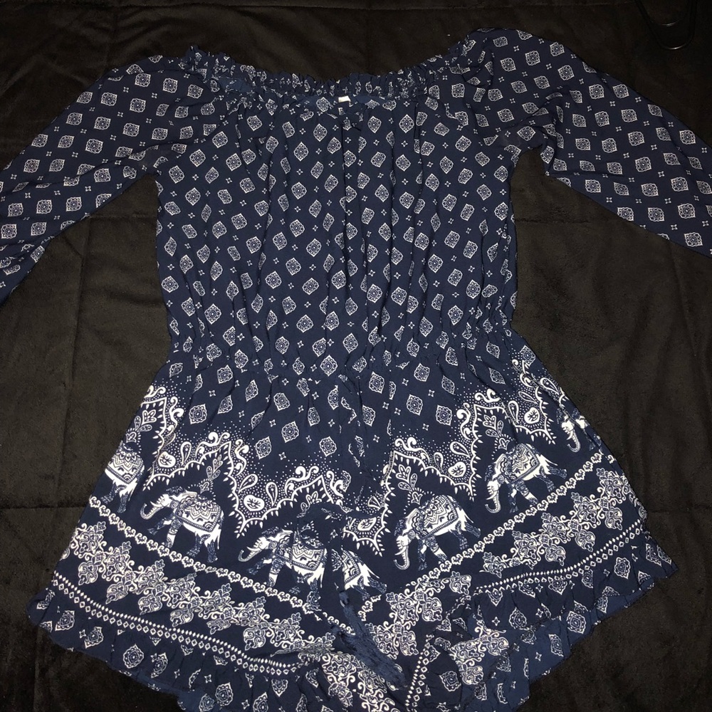 Blue and White Romper